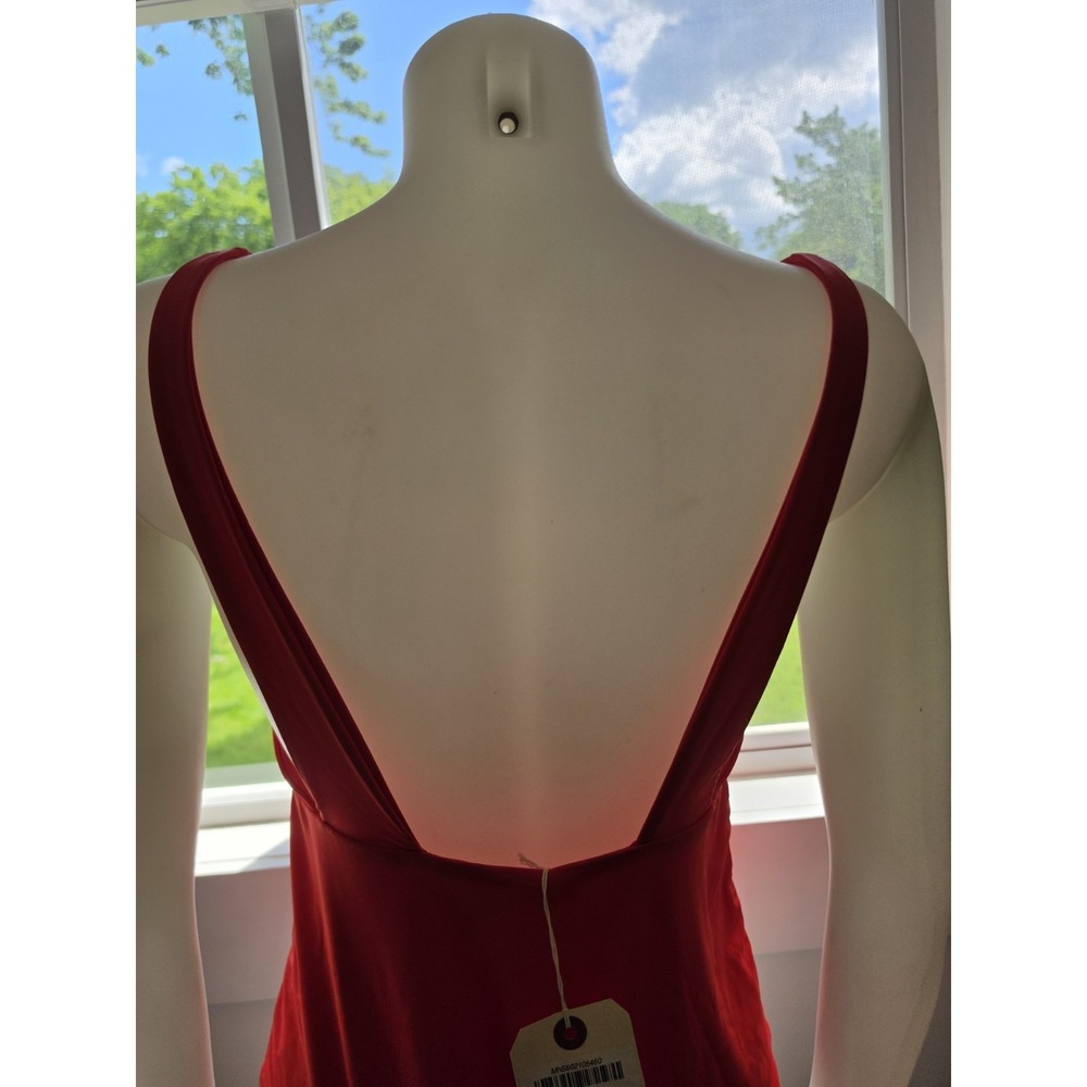 Mara Hoffman Audrey One Piece Swimsuit Vitality Red Deep VNeck Size L - Picture 6 of 11